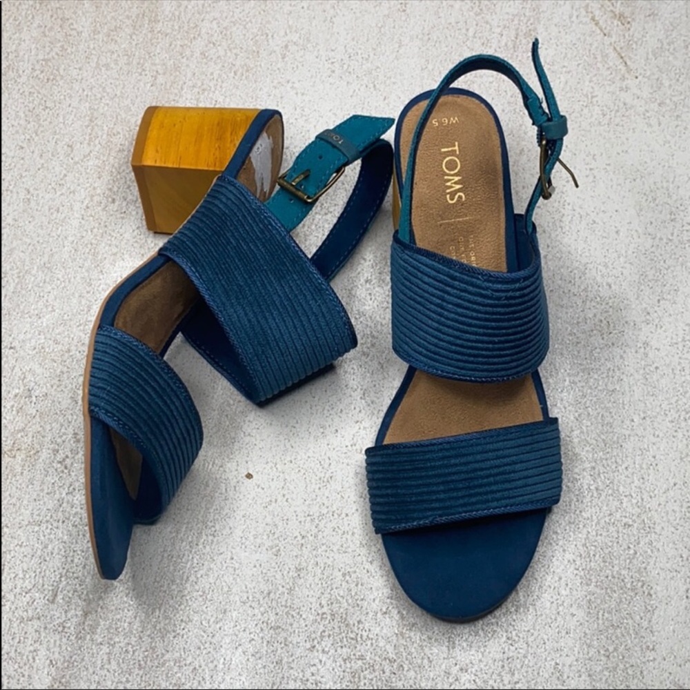TOMS blue cord heeled sandals